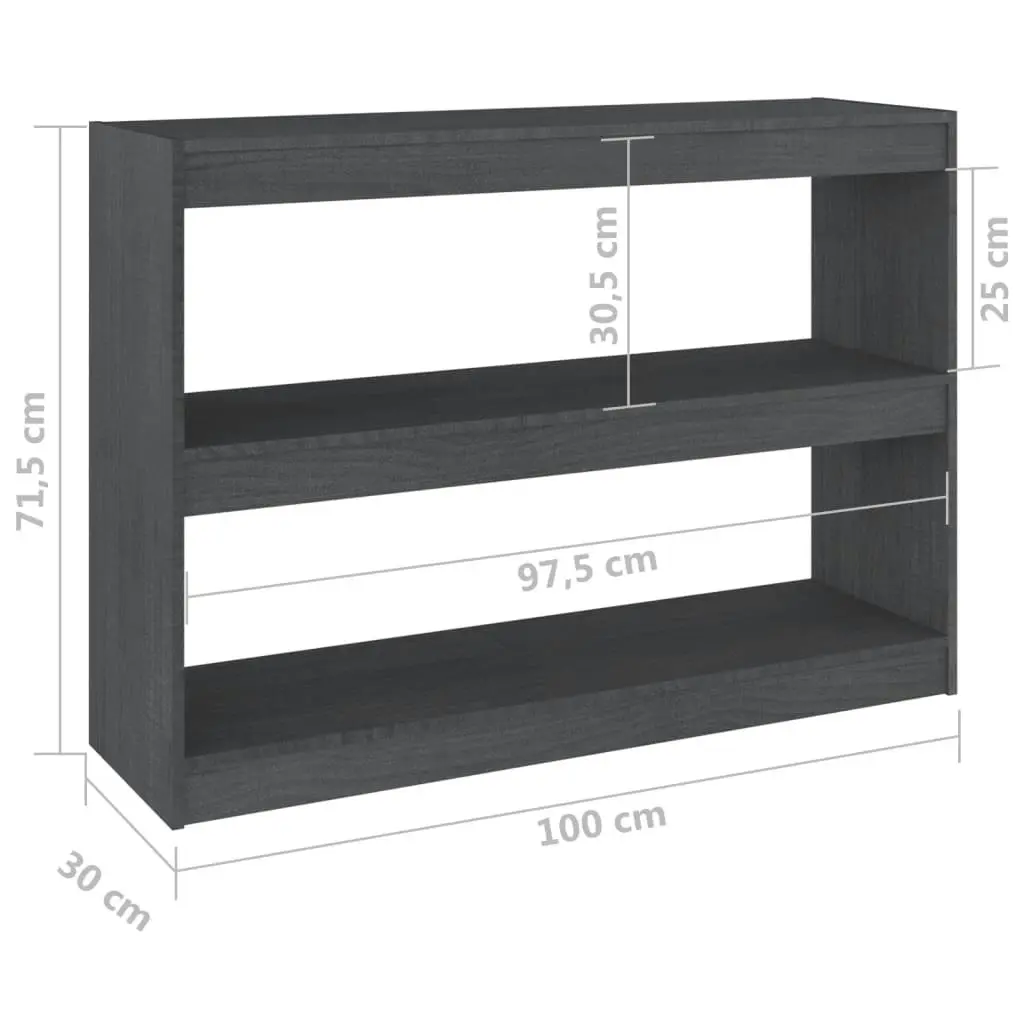 Book Cabinet Room Divider Grey 100x30x71.5 cm Pinewood 808210