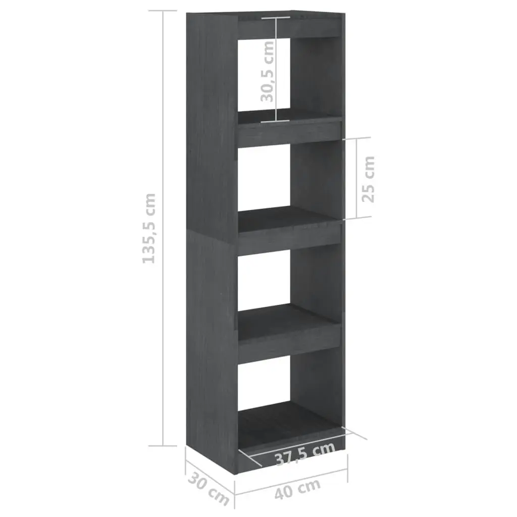 Book Cabinet Room Divider Grey 40x30x135.5 cm Pinewood 808145