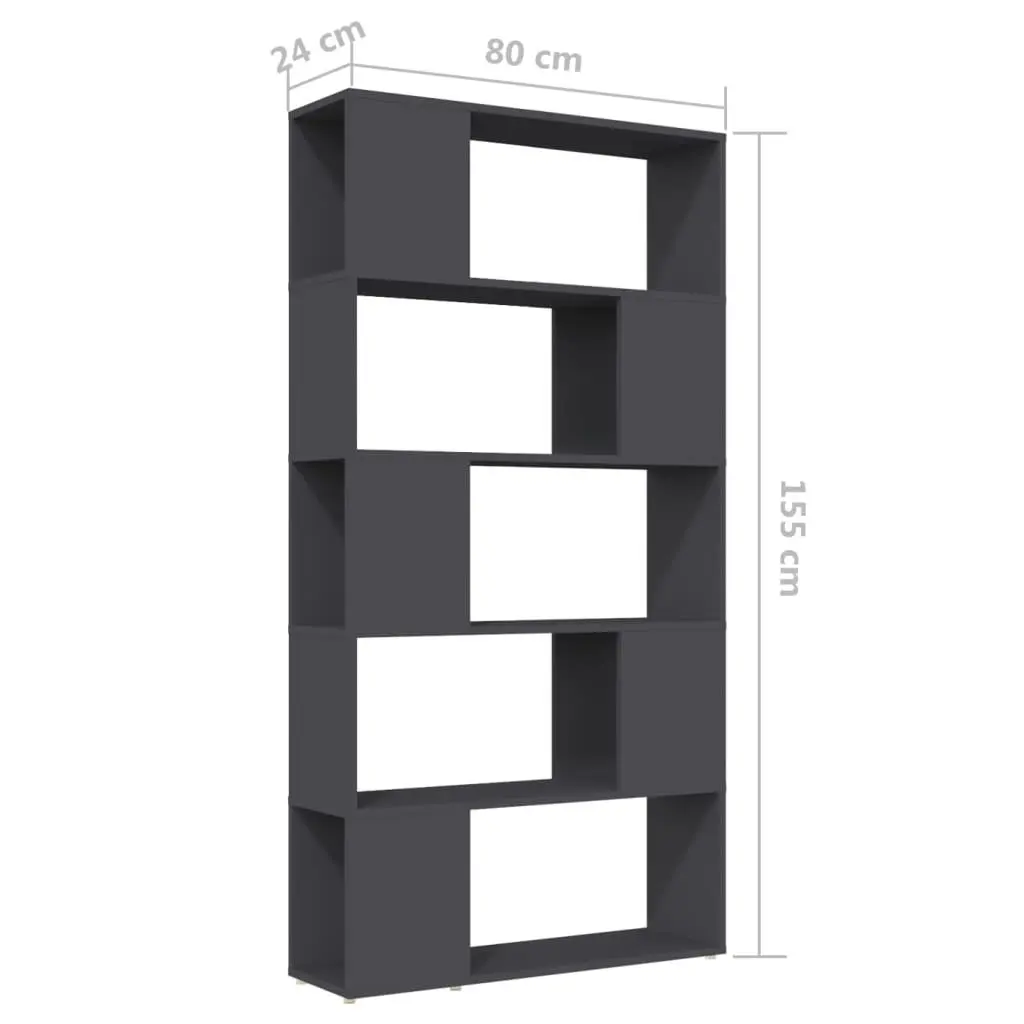 Book Cabinet Room Divider Grey 80x24x155 cm Engineered Wood 809145