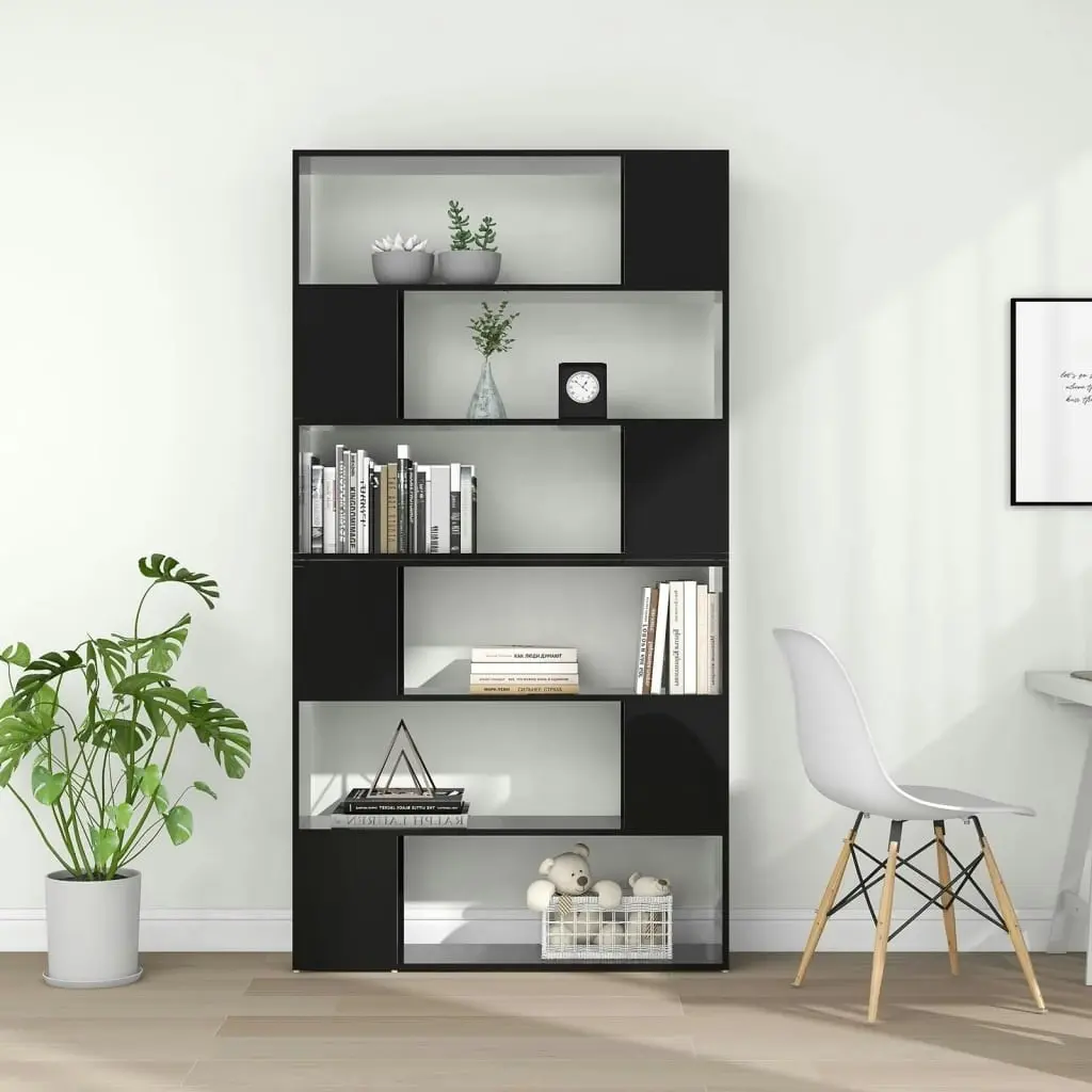 Book Cabinet Room Divider High Gloss Black 100x24x188 cm 3082078