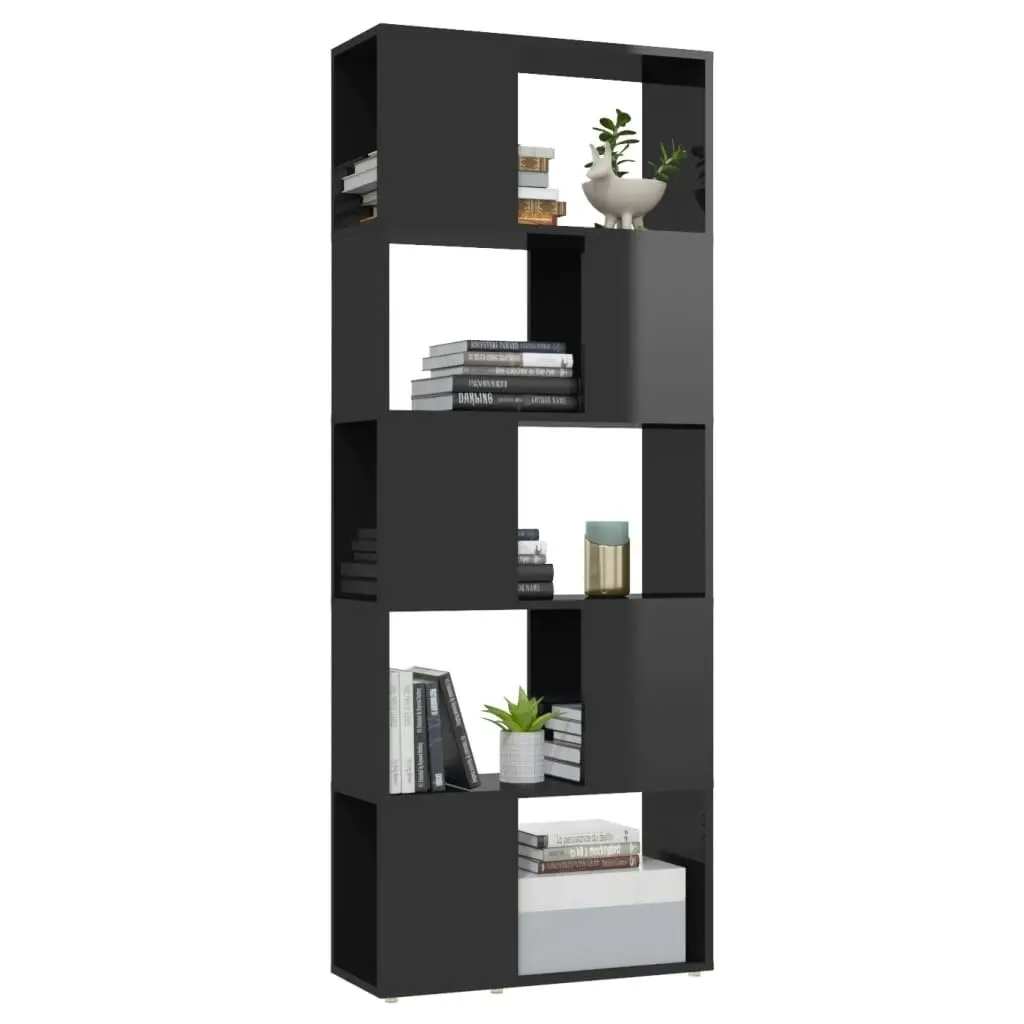 Book Cabinet Room Divider High Gloss Black 60x24x155 cm 809096