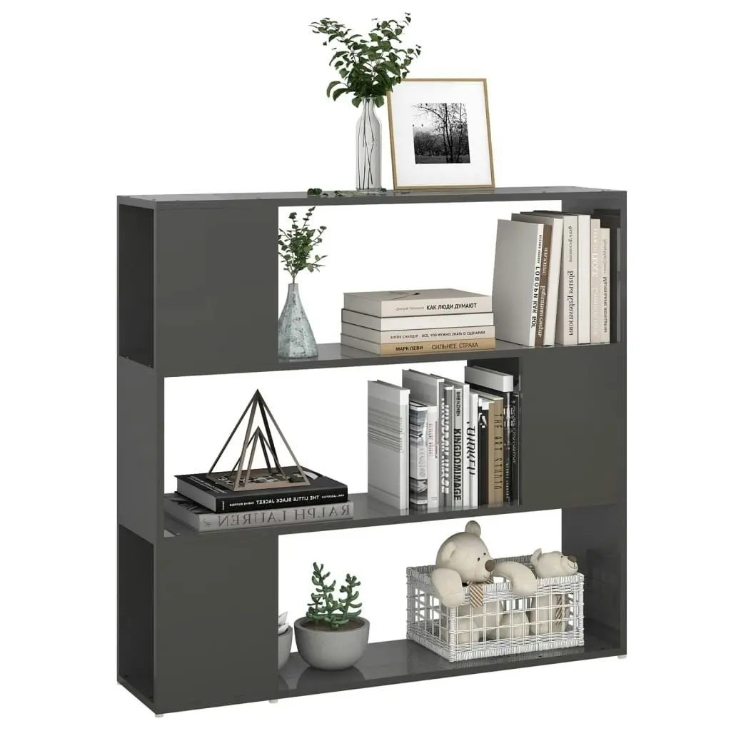 Book Cabinet Room Divider High Gloss Grey 100x24x94 cm 809187