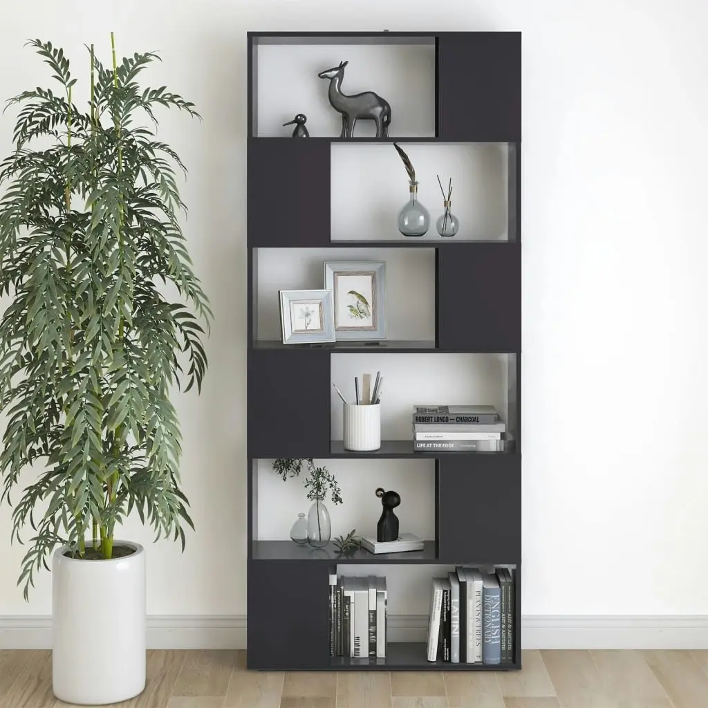 Book Cabinet Room Divider Grey 80x24x186 cm Engineered Wood 809154