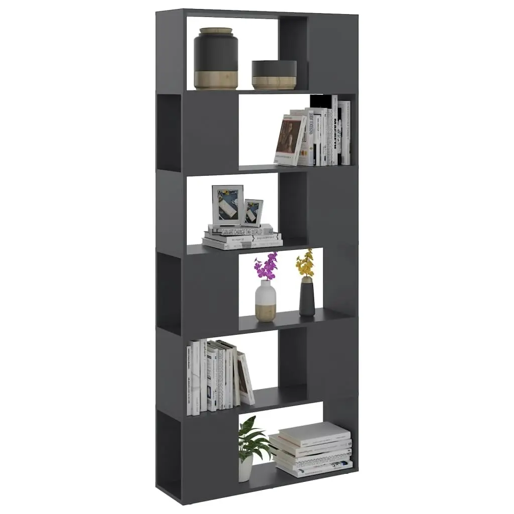 Book Cabinet Room Divider Grey 80x24x186 cm Engineered Wood 809154