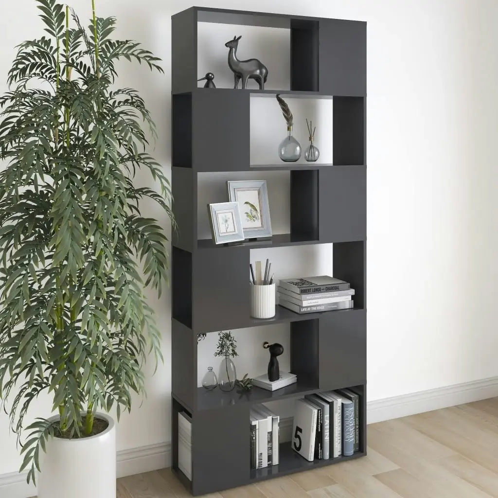 Book Cabinet Room Divider Grey 80x24x186 cm Engineered Wood 809154