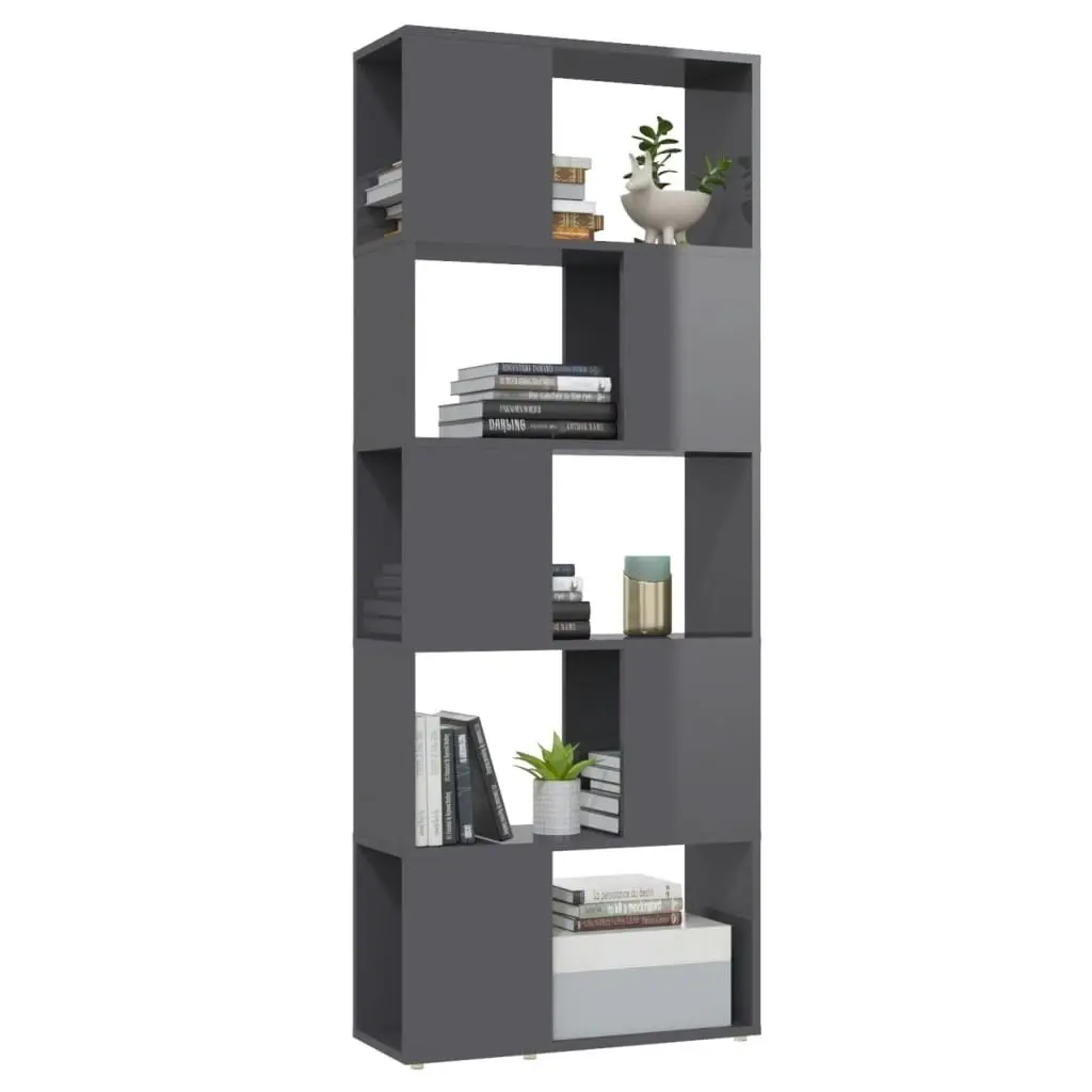 Book Cabinet Room Divider High Gloss Grey 60x24x155 cm 809097