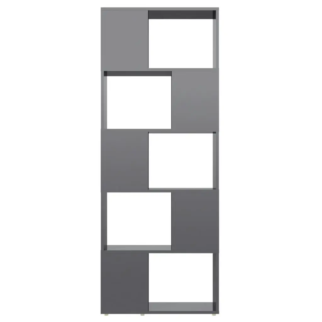 Book Cabinet Room Divider High Gloss Grey 60x24x155 cm 809097