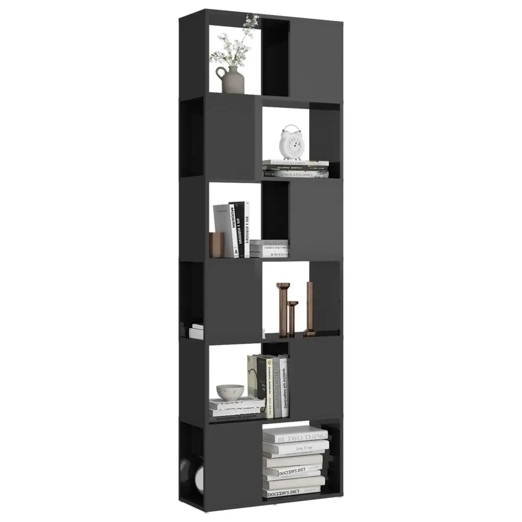 Book Cabinet Room Divider High Gloss Grey 60x24x186 cm 809106