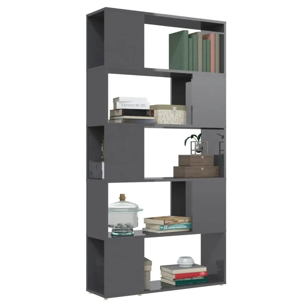 Book Cabinet Room Divider High Gloss Grey 80x24x155 cm Engineered Wood 809151