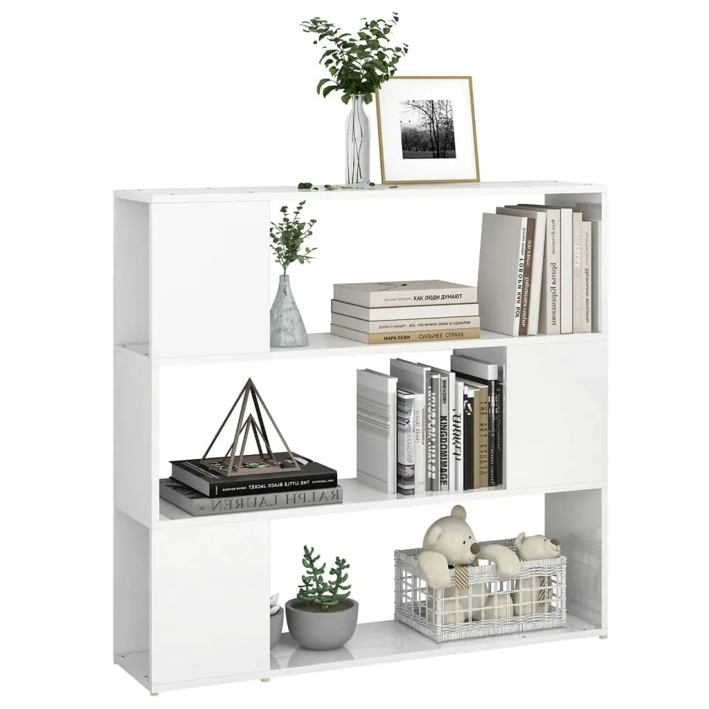 Book Cabinet Room Divider High Gloss White 100x24x94 cm 809185