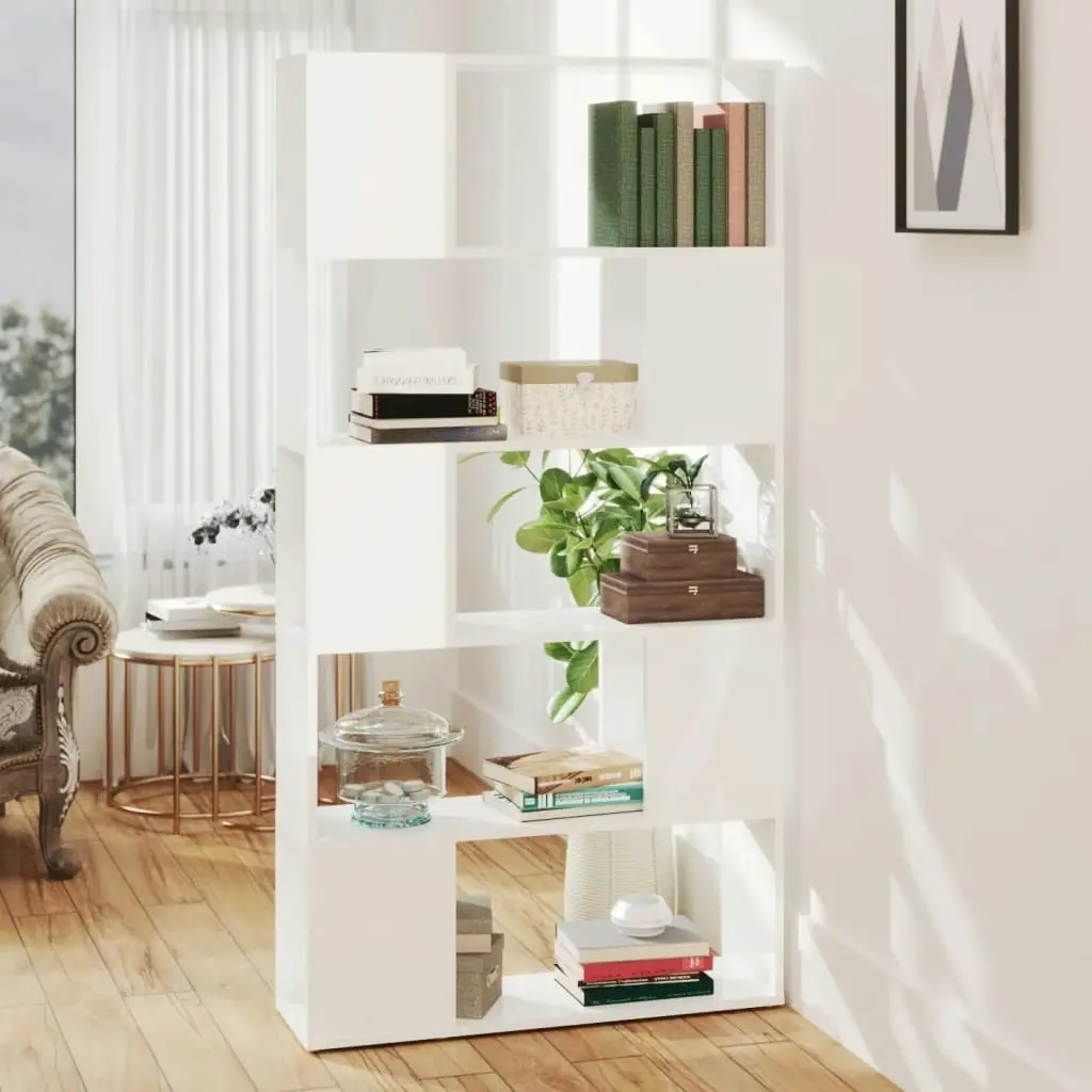 Book Cabinet Room Divider High Gloss White 80x24x155 cm Engineered Wood 809149