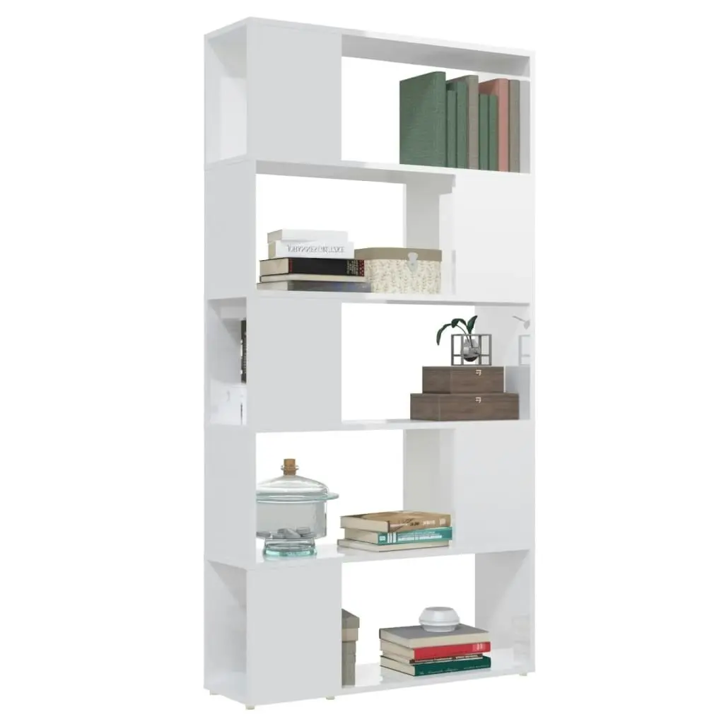 Book Cabinet Room Divider High Gloss White 80x24x155 cm Engineered Wood 809149