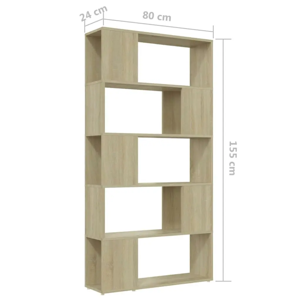 Book Cabinet Room Divider Sonoma Oak 80x24x155 cm Engineered Wood 809146