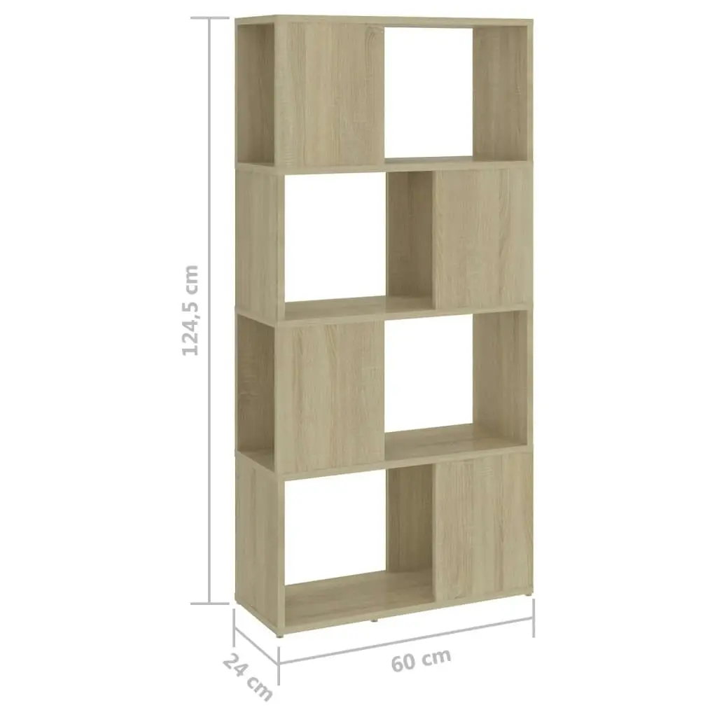 Book Cabinet Room Divider Sonoma Oak 60x24x124.5 cm Engineered Wood 809083