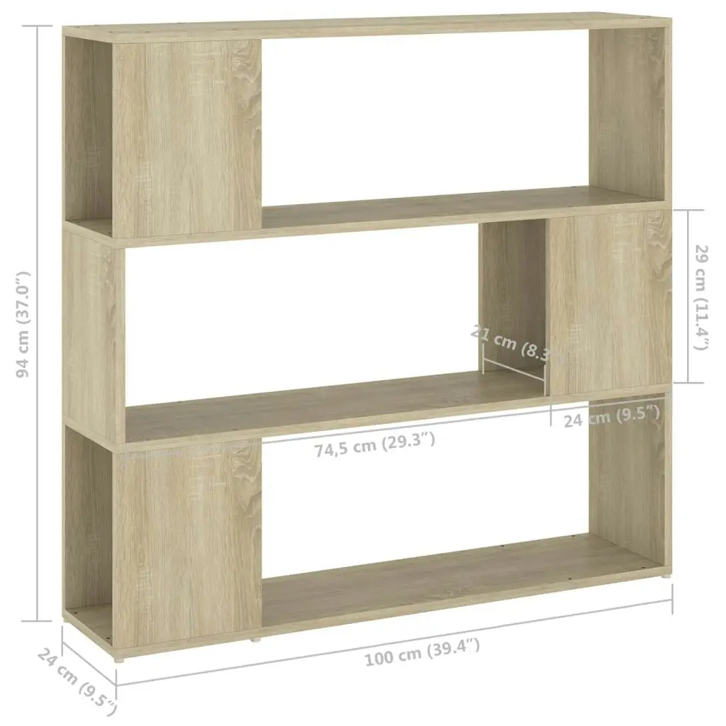 Book Cabinet Room Divider Sonoma Oak 100x24x94 cm 809182