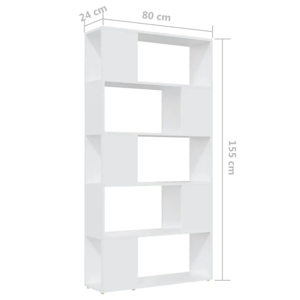 Book Cabinet Room Divider White 80x24x155 cm Engineered Wood 809143