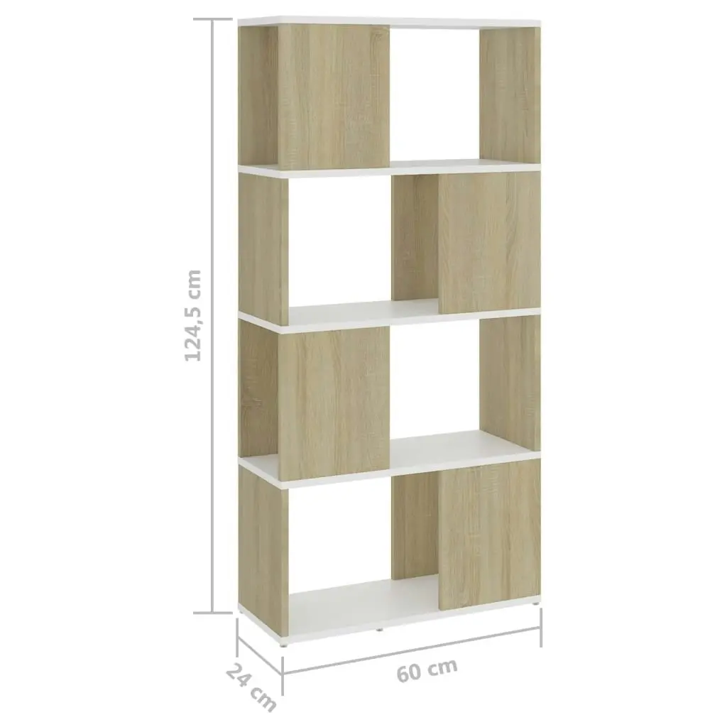 Book Cabinet Room Divider White and Sonoma Oak 60x24x124.5 cm 809085