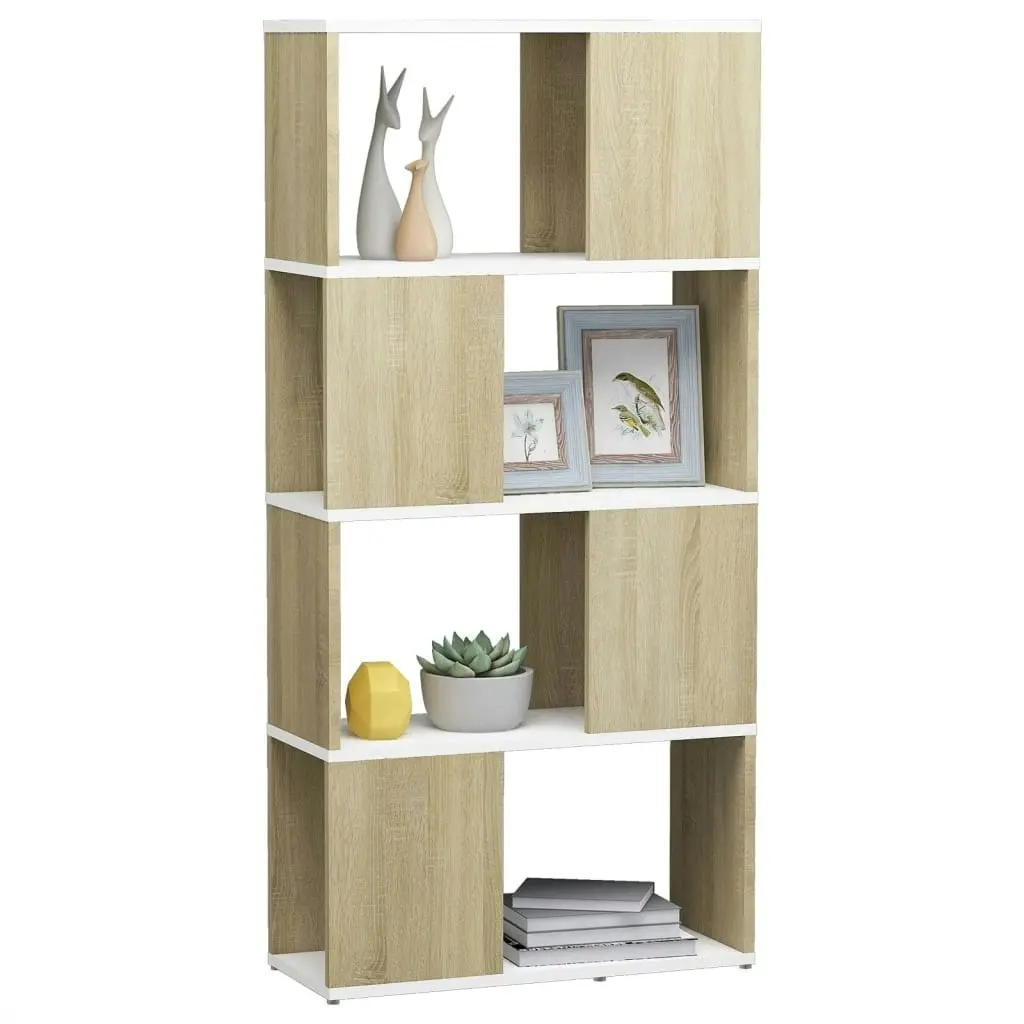 Book Cabinet Room Divider White and Sonoma Oak 60x24x124.5 cm 809085