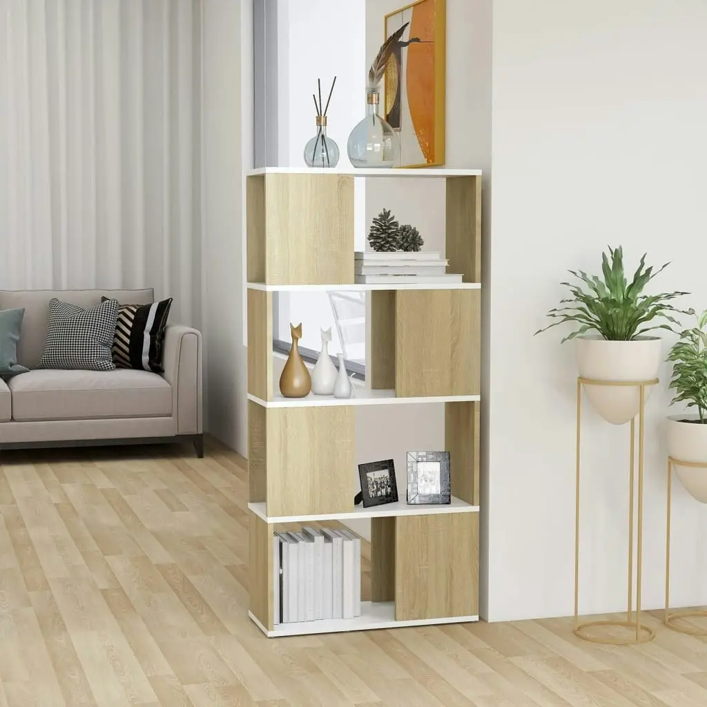 Book Cabinet Room Divider White and Sonoma Oak 60x24x124.5 cm 809085