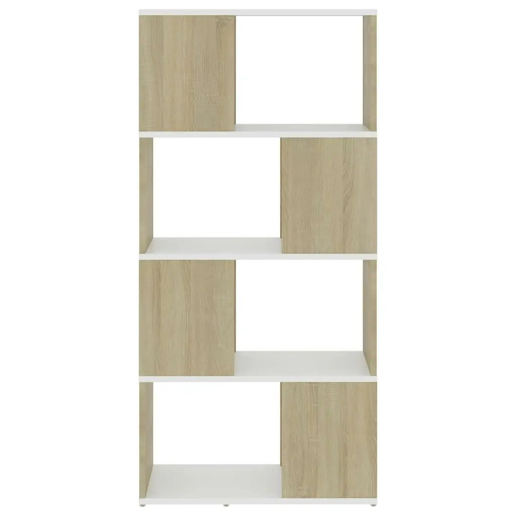 Book Cabinet Room Divider White and Sonoma Oak 60x24x124.5 cm 809085