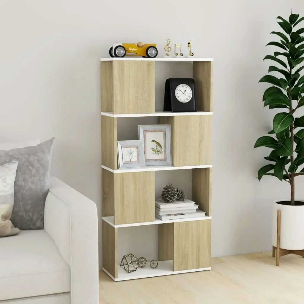 Book Cabinet Room Divider White and Sonoma Oak 60x24x124.5 cm 809085