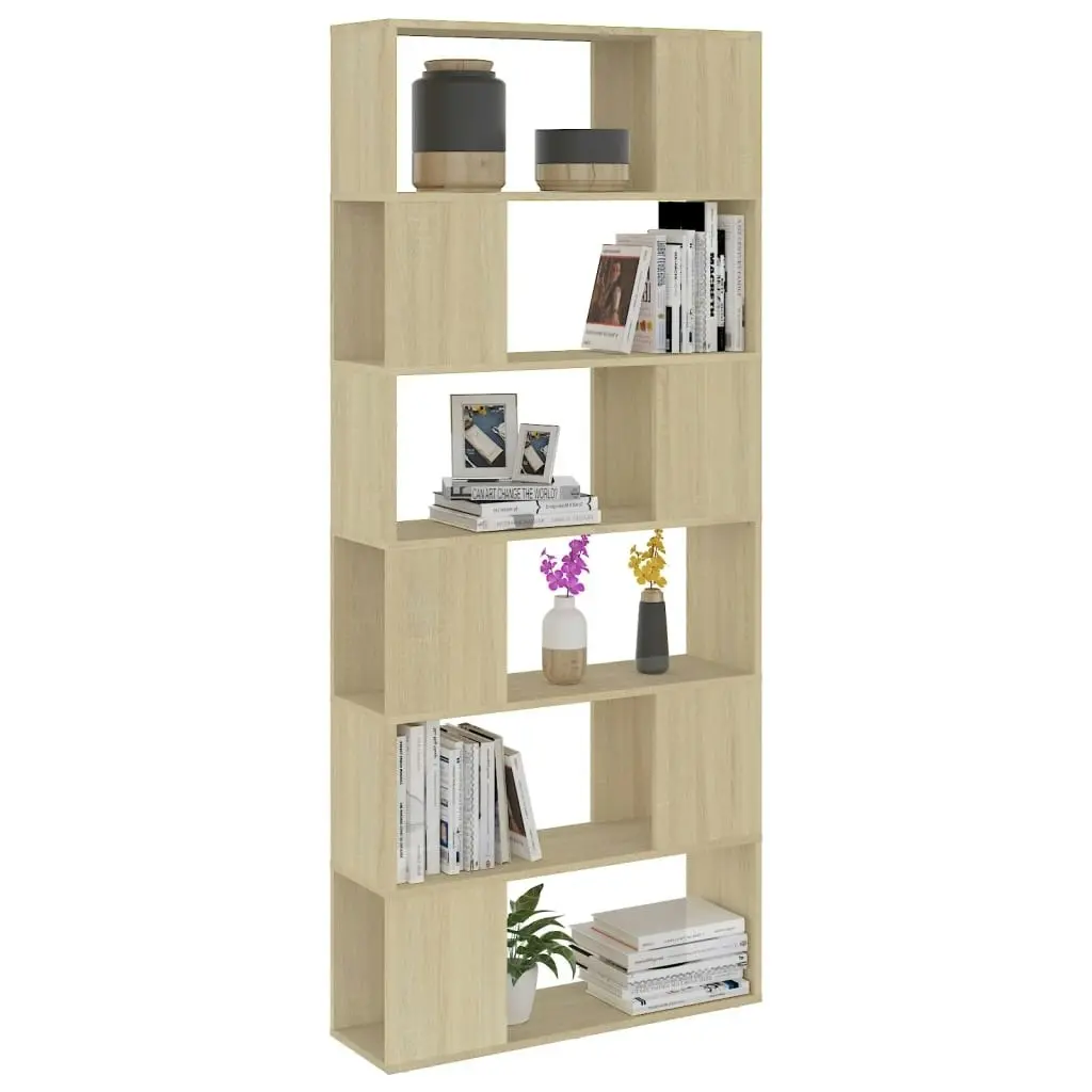 Book Cabinet Room Divider Sonoma Oak 80x24x186 cm Engineered Wood 809155