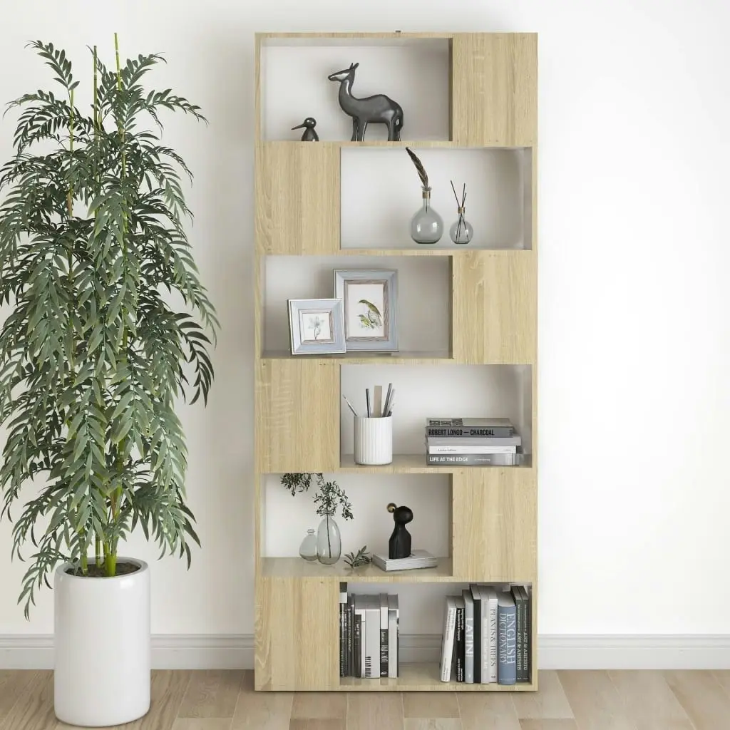 Book Cabinet Room Divider Sonoma Oak 80x24x186 cm Engineered Wood 809155