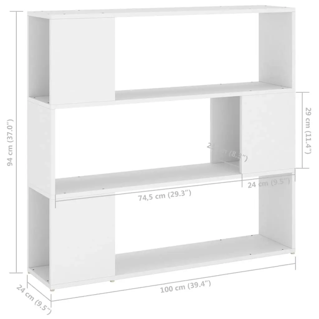 Book Cabinet Room Divider White 100x24x94 cm 809179