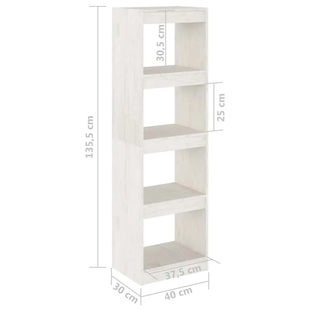 Book Cabinet Room Divider White 40x30x135.5 cm Pinewood 808144