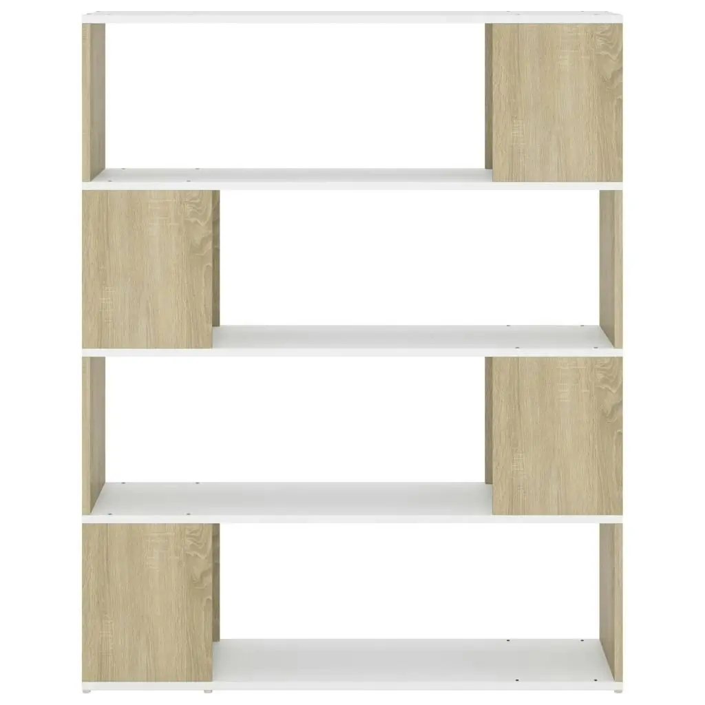 Book Cabinet Room Divider White and Sonoma Oak 100x24x124 cm 809193