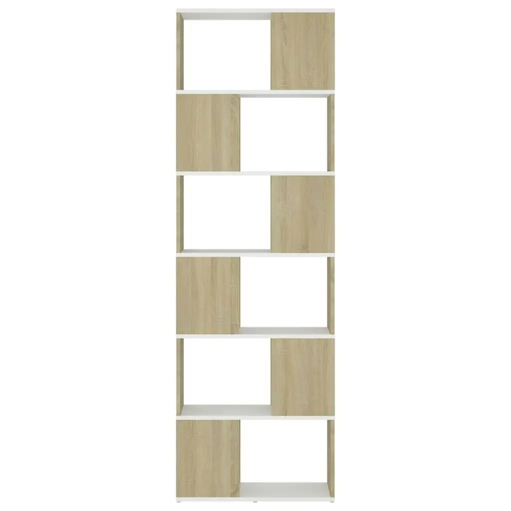 Book Cabinet Room Divider White and Sonoma Oak 60x24x186 cm 809103