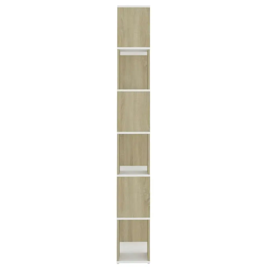 Book Cabinet Room Divider White and Sonoma Oak 60x24x186 cm 809103