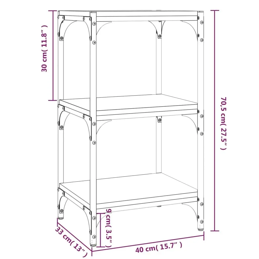 Book Cabinet Smoked Oak 40x33x70.5 cm Engineered Wood and Steel 819309