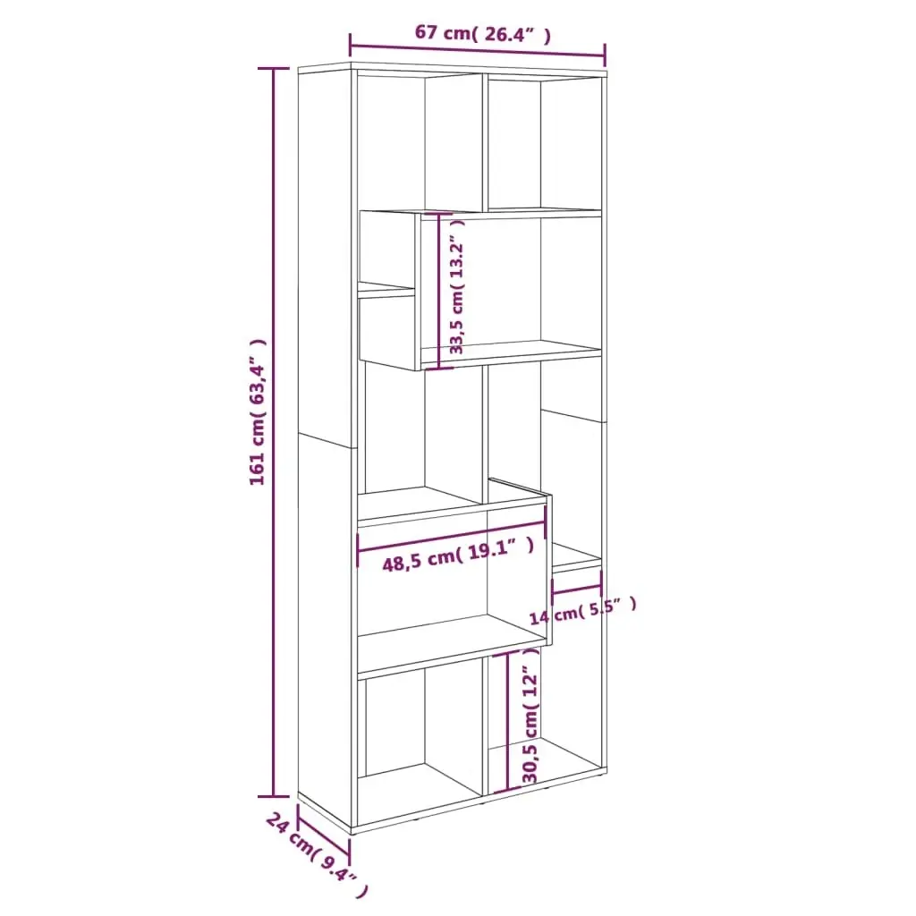 Book Cabinet Smoked Oak 67x24x161 cm Engineered Wood 815501