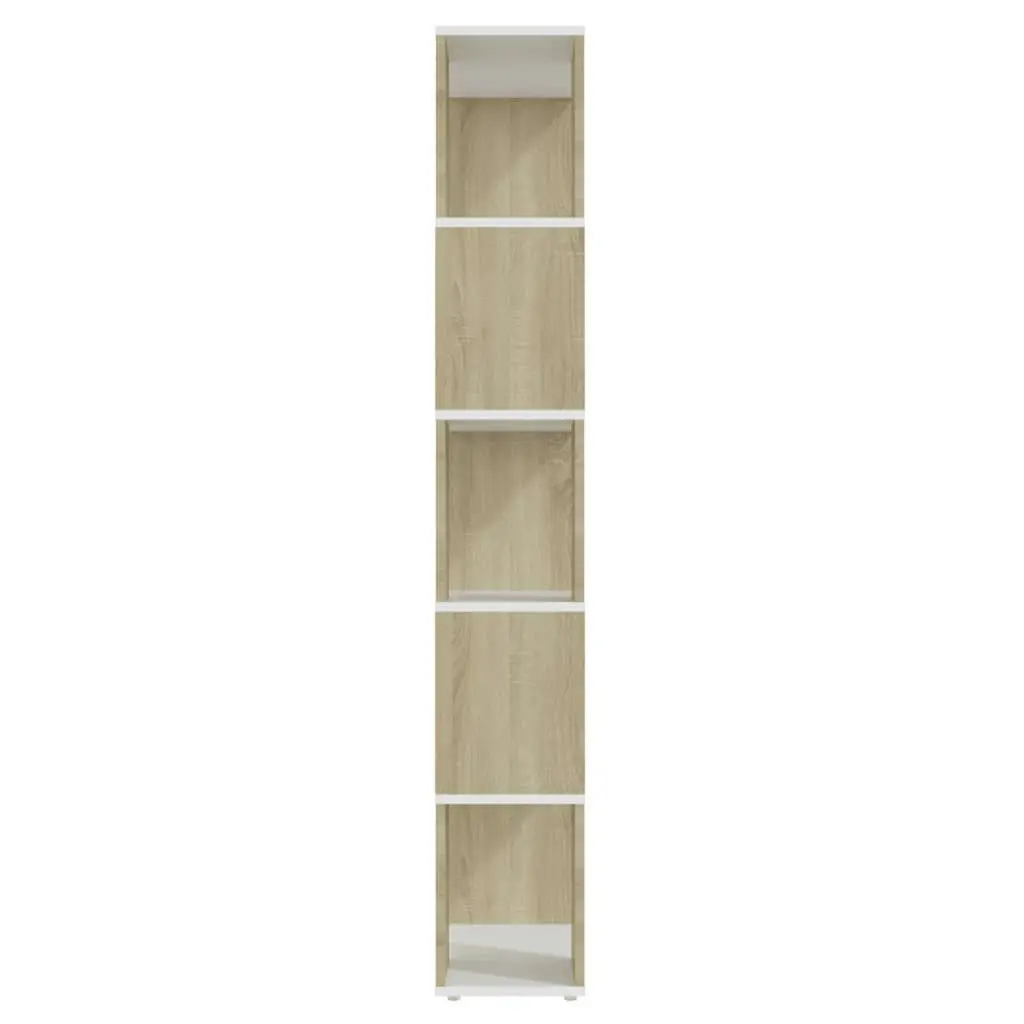 Book Cabinet Room Divider White&Sonoma Oak 60x24x155 cm 809094