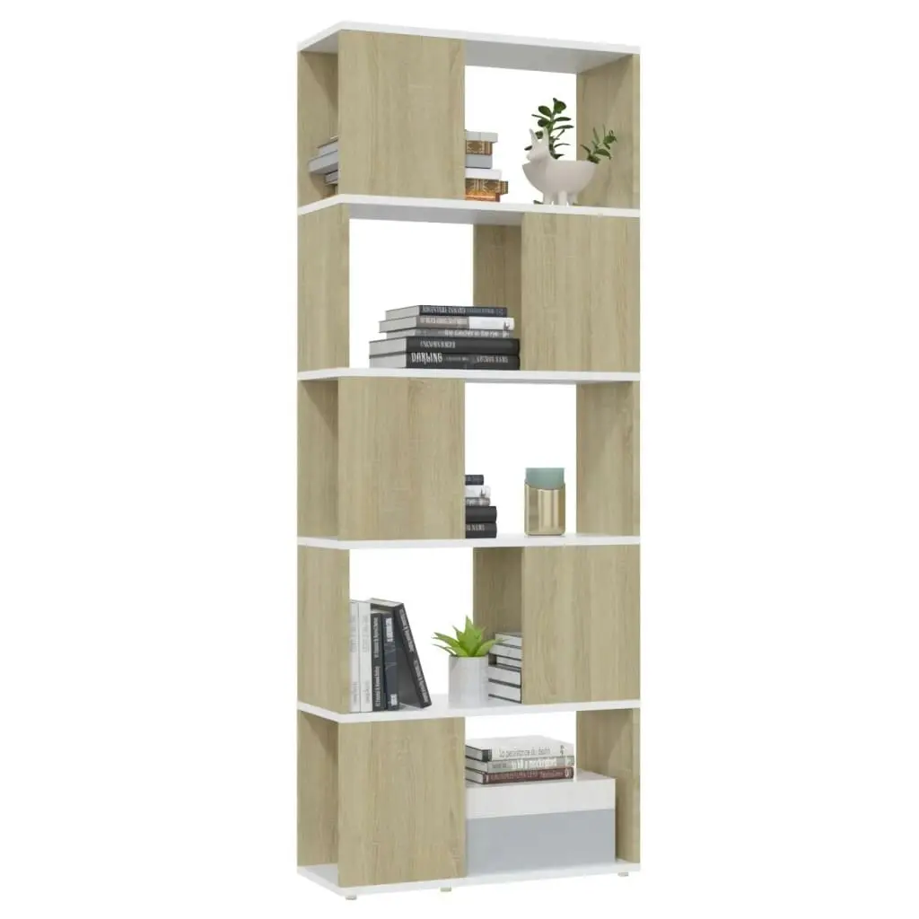 Book Cabinet Room Divider White&Sonoma Oak 60x24x155 cm 809094