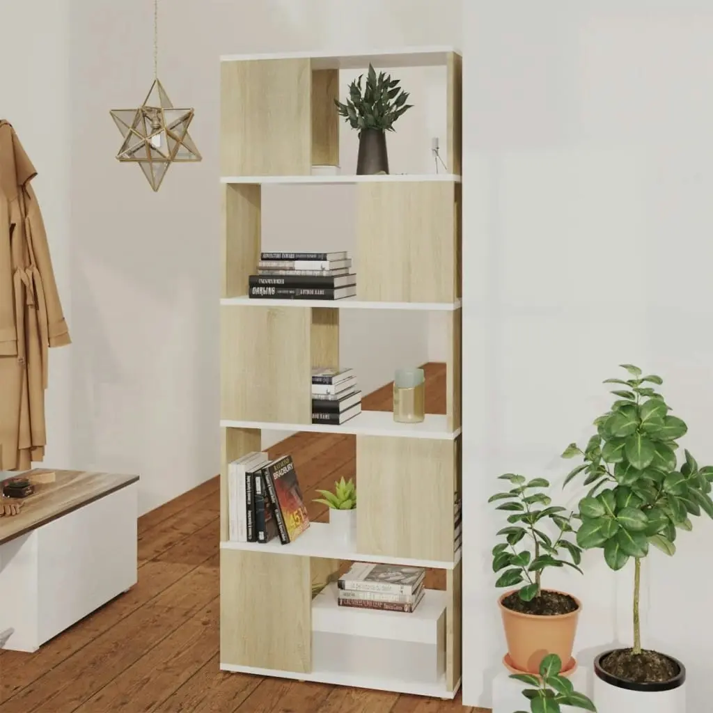 Book Cabinet Room Divider White&Sonoma Oak 60x24x155 cm 809094