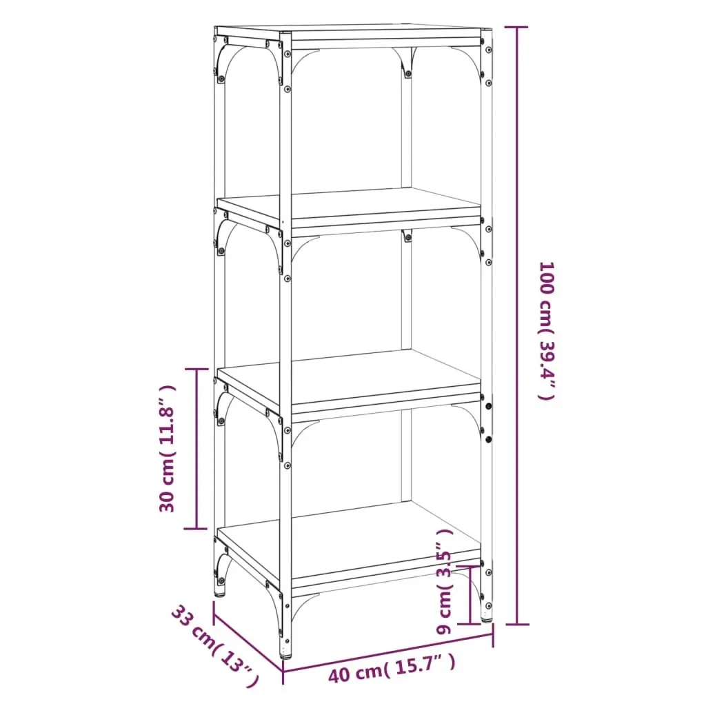 Book Cabinet Sonoma Oak 40x33x100 cm Engineered Wood and Steel 819313