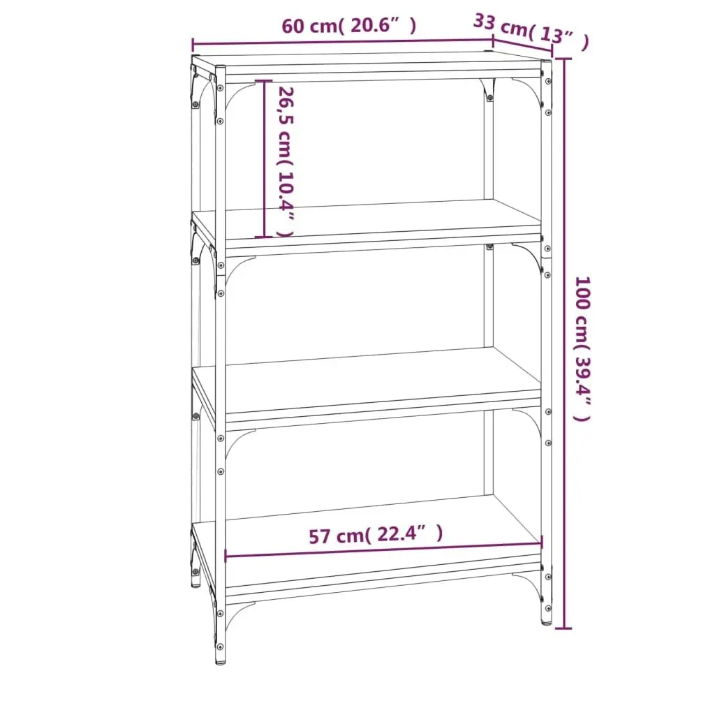 Book Cabinet Sonoma Oak 60x33x100 cm Engineered Wood and Steel 819328