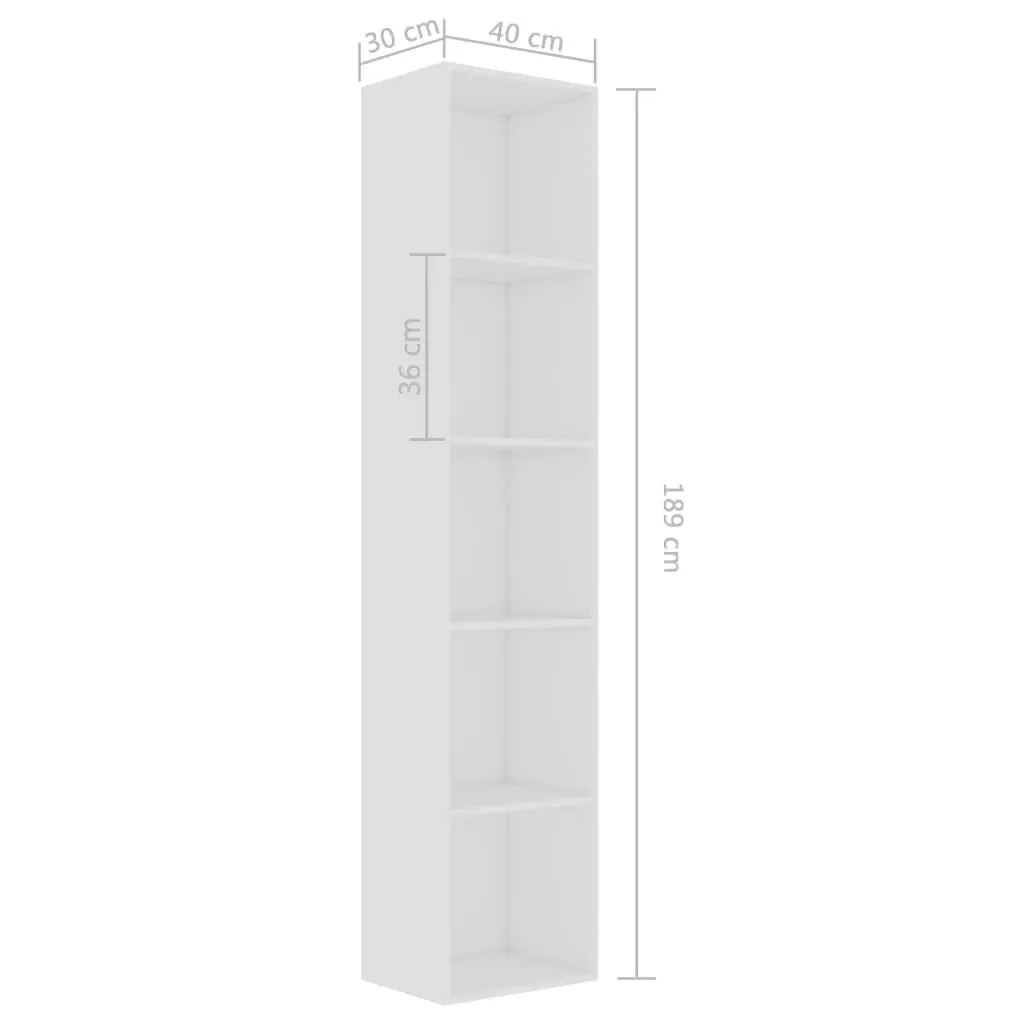 Book Cabinet White 40x30x189 cm Engineered Wood 800954