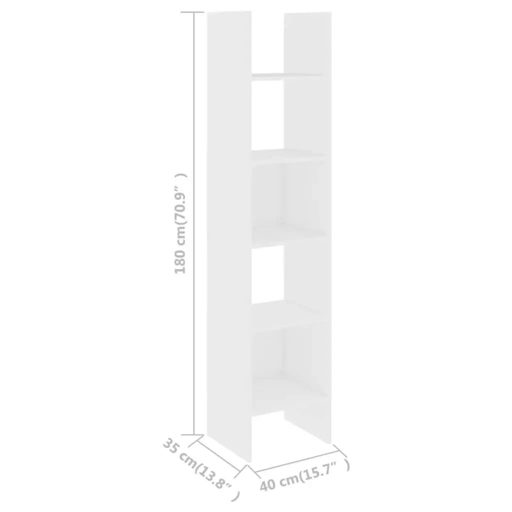 Book Cabinet White 40x35x180 cm Engineered Wood 803398