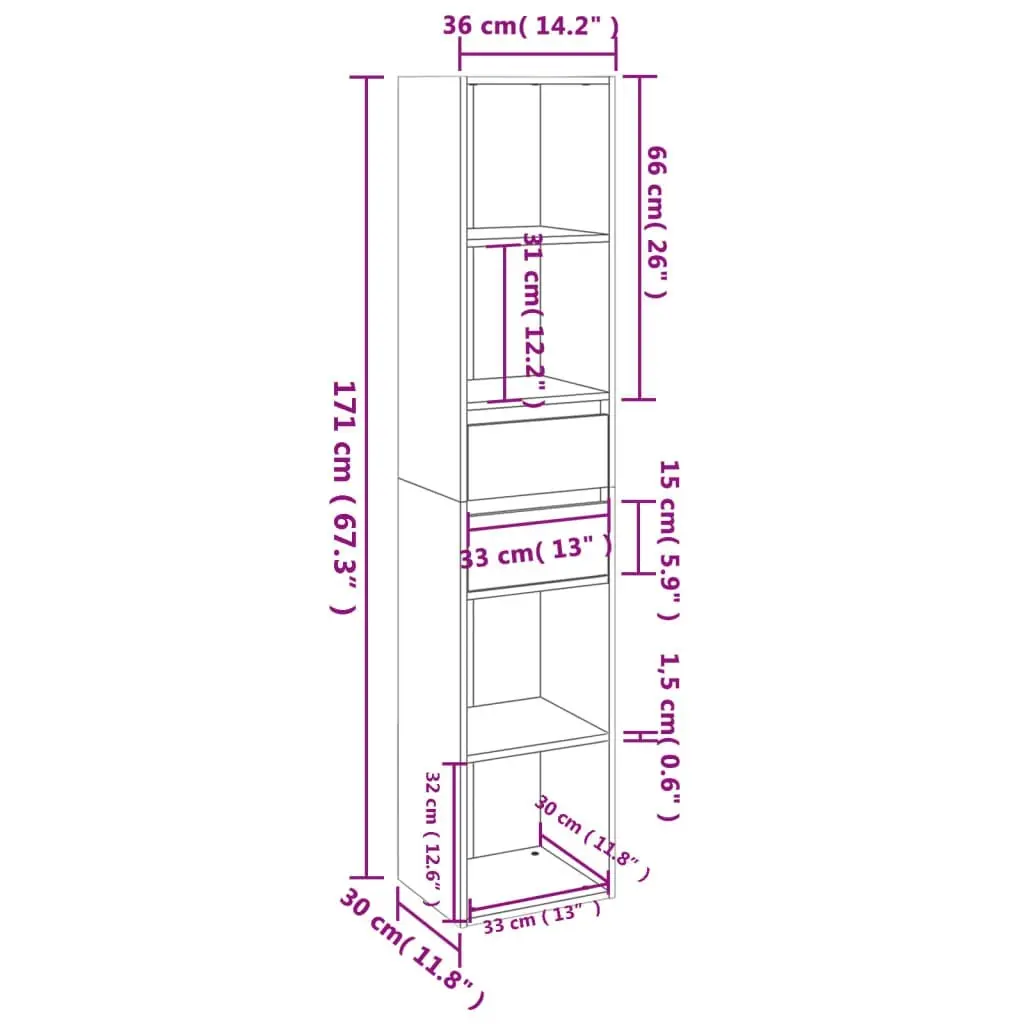 Book Cabinet White 36x30x171 cm Engineered Wood 802867