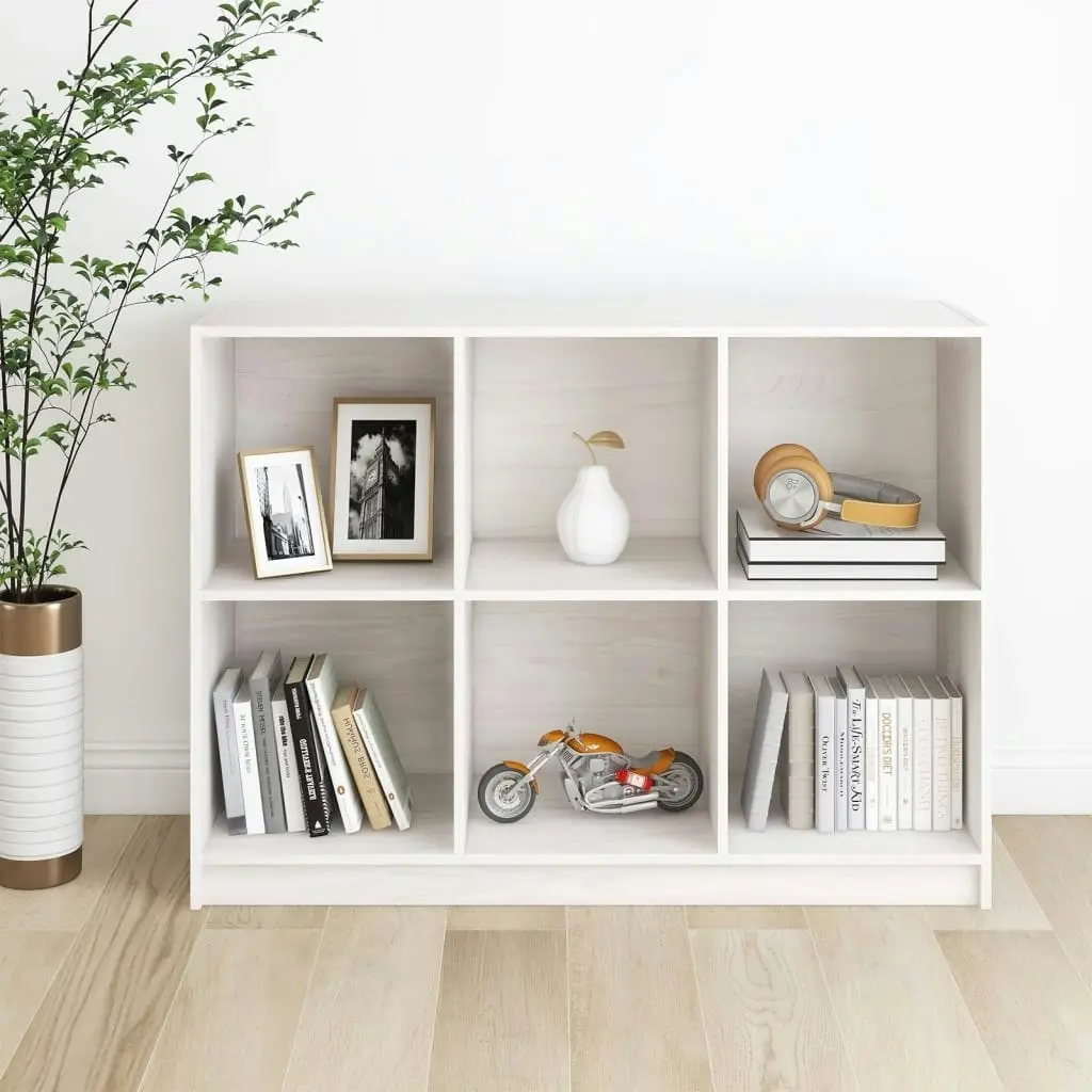 Book Cabinet White 104x33x76 cm Solid Pinewood 809967