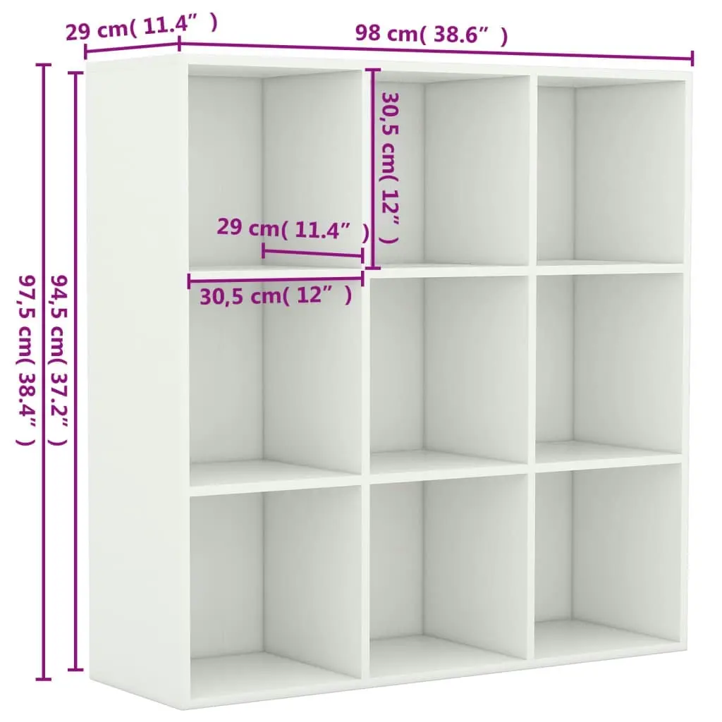 Book Cabinet White 98x29x97.5 cm Engineered Wood 801125