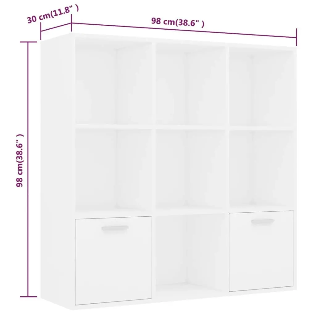 Book Cabinet White 98x30x98 cm Engineered Wood 801116