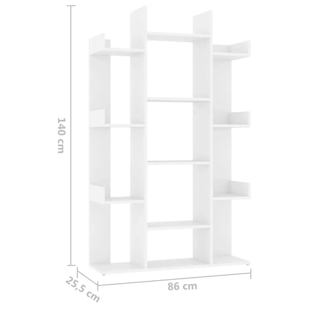 Book Cabinet White 86x25.5x140 cm Engineered Wood 808900