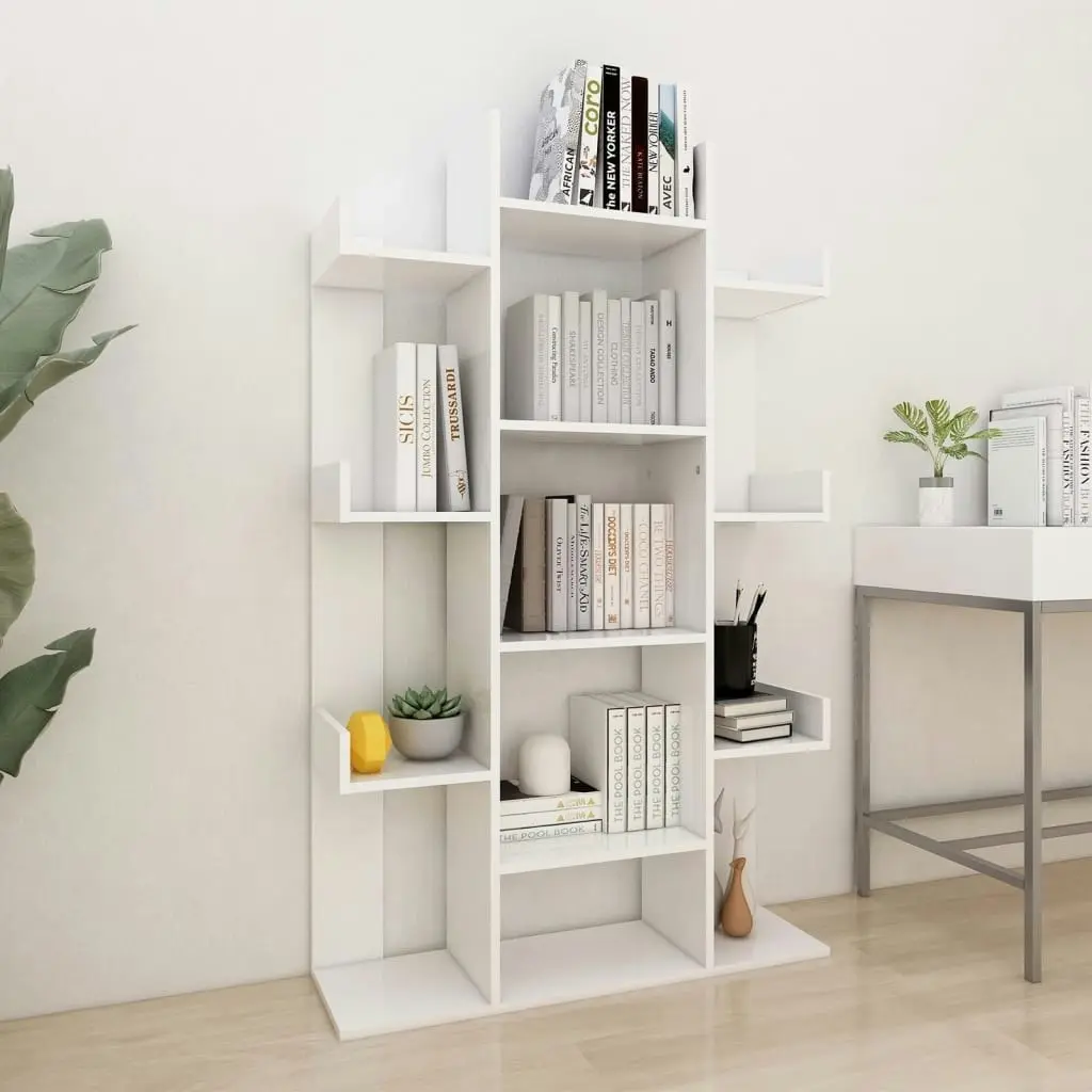 Book Cabinet White 86x25.5x140 cm Engineered Wood 808900