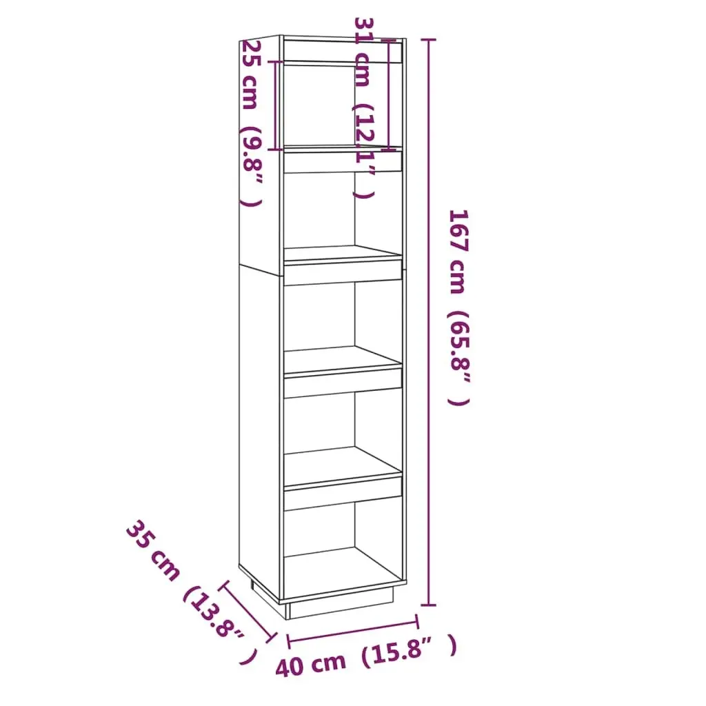 Book Cabinet/Room Divider 40x35x167 cm Solid Pinewood 810854