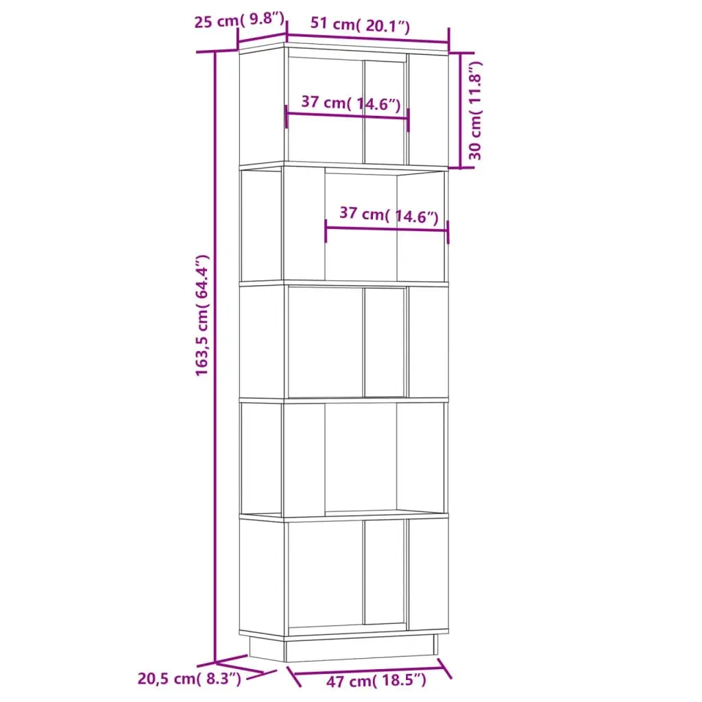 Book Cabinet/Room Divider 51x25x163.5 cm Solid Wood Pine 814044