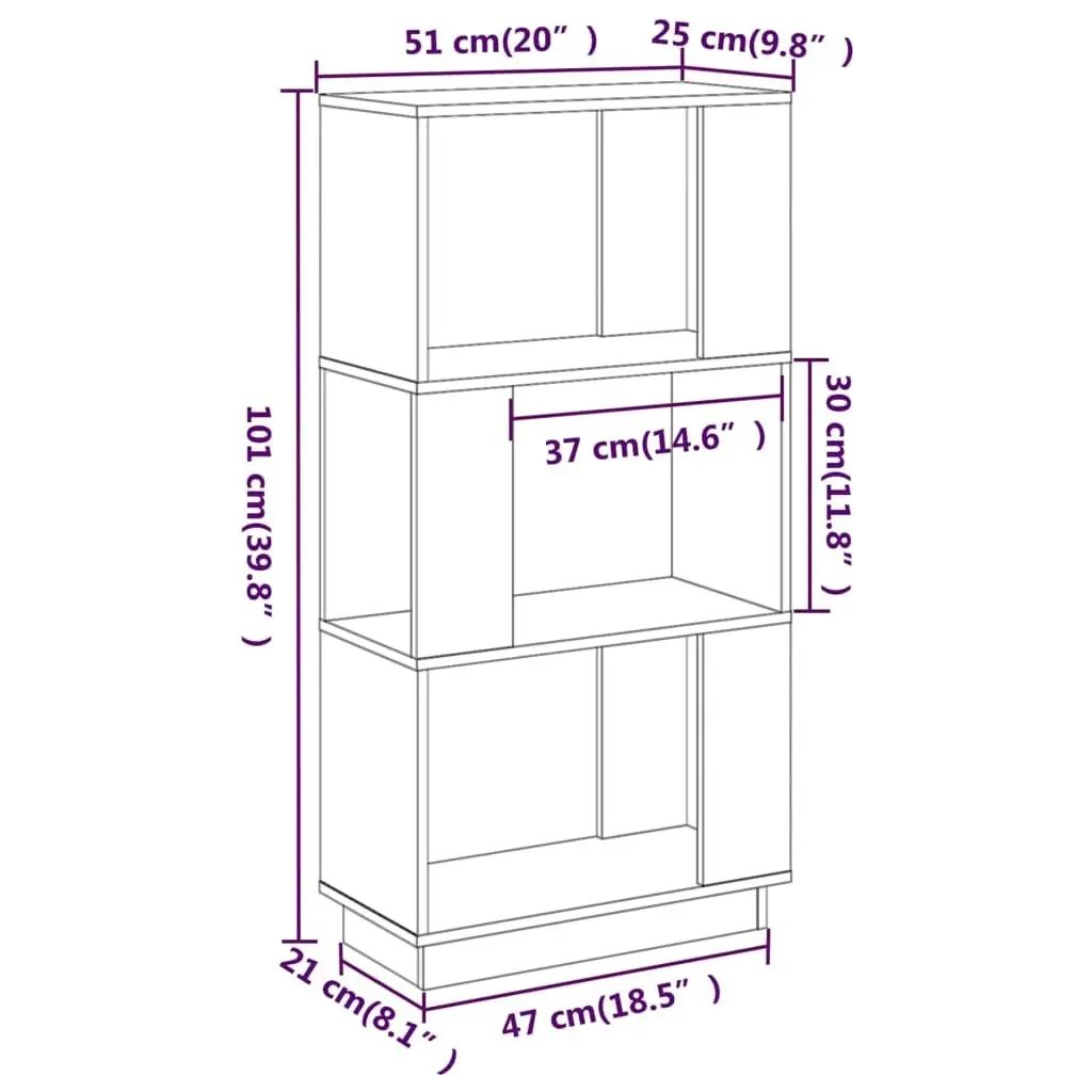 Book Cabinet/Room Divider 51x25x101 cm Solid Wood Pine 814034